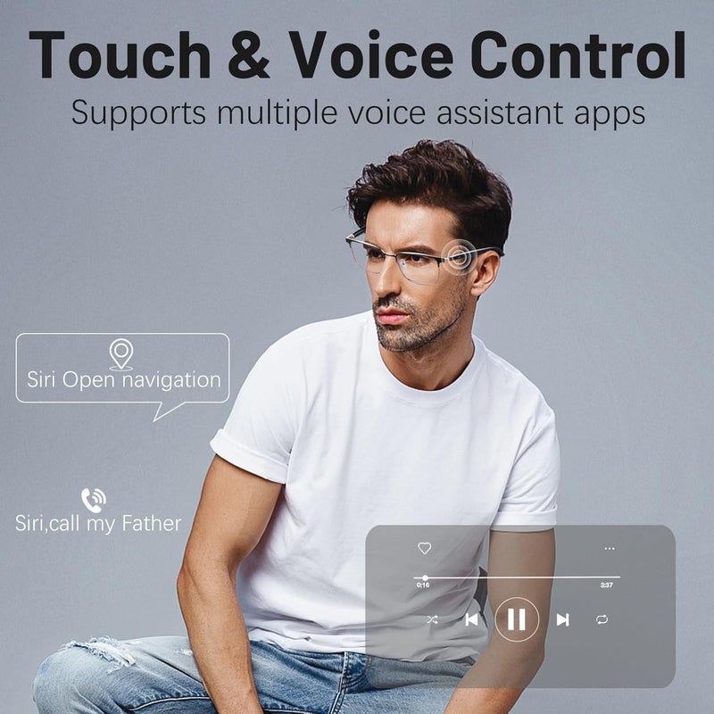 QJF Smart Glasses for Men & Women with Photochromic Lenses, Bluetooth 5.3, Polarized, Blue Light Blocking, Open-Ear Speakers - Image 4